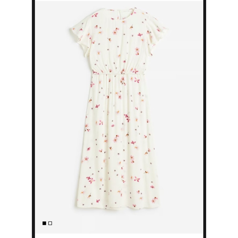H&M MAMA Crêpe Nursing Dress in a cream and floral  Knee Length Stretchy SZ  XS